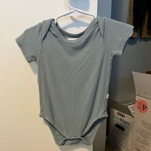 Little sleepies ribbed grey blue slate onesie